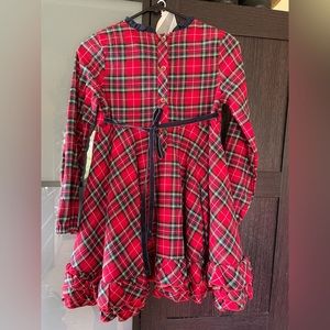 Sweet Honey Christmas Plaid Dress with matching bow ties/bows, Size 12 Girls